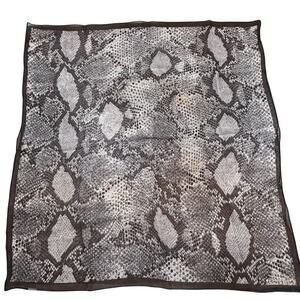 Sheer silky chiffon square scarf snakeskin python print gray black white